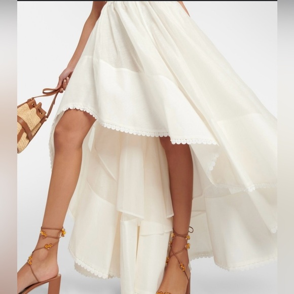 NWOT Zimmermann Tama Asymmetric Cut Out Silk And Linen Max Dress White Sz 2/ Med - Picture 8 of 16